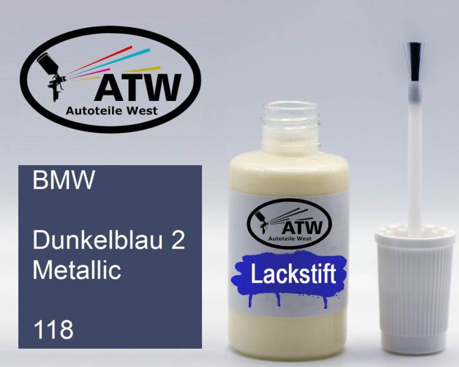 BMW, Dunkelblau 2 Metallic, 118: 20ml Lackstift, von ATW Autoteile West.